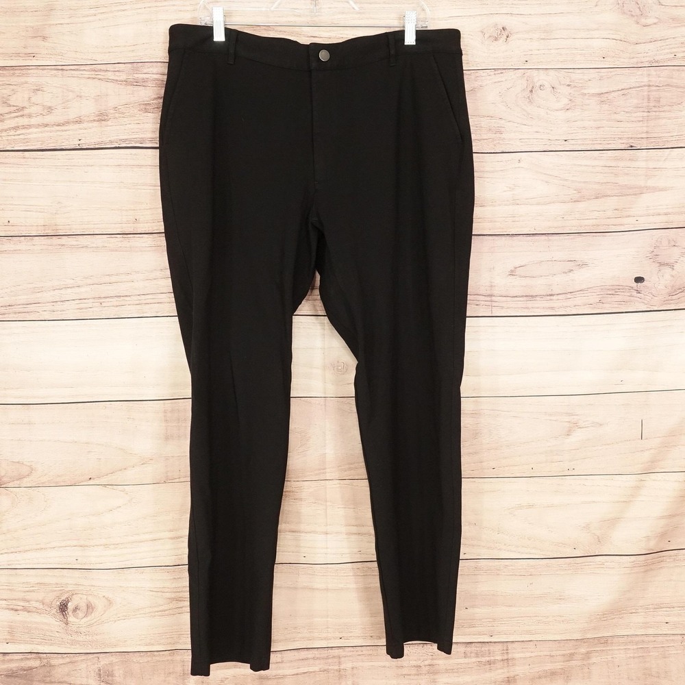 Betabrand Dress Pants Mens 36x30 Black Slim Ponte Stretch Tapered Casual